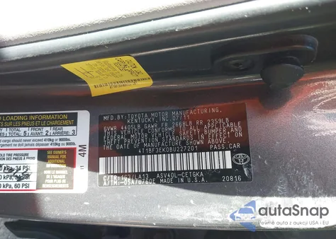 2011 Toyota Camry Xle from USA, damaged, VIN 4T1BF3EK0BU227201